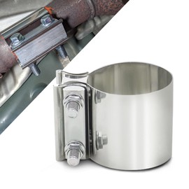 Rebvugr 2.75 Inch Exhaust Clamps, Universal 2.0'-4.0' Exhaust Lap Joint Butt Clamps, 304 Stainless Steel Butt Joint Band Clamp Sleeve Coupler for Muffler Pipe Repair, Catalytic Converters (2.75 Inch)