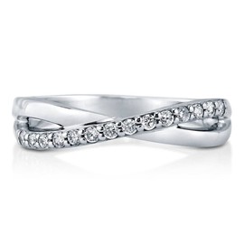 BERRICLE Rhodium Plated Silver Cubic Zirconia CZ Infinity Ring Size 9.5