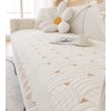 XSlive Farmhouse Cotton Quilted Sofa Cover Weave Pattern Embroidery Sectional