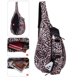 HAWEE Travel Chest Bag Sling Shoulder Bag Backpack Crossbody Shoulder Bag Daypack Casual for Men Women Teenager Work Travel Study Outdoor Climbing Hiking Running, Leopard pattern, Casual