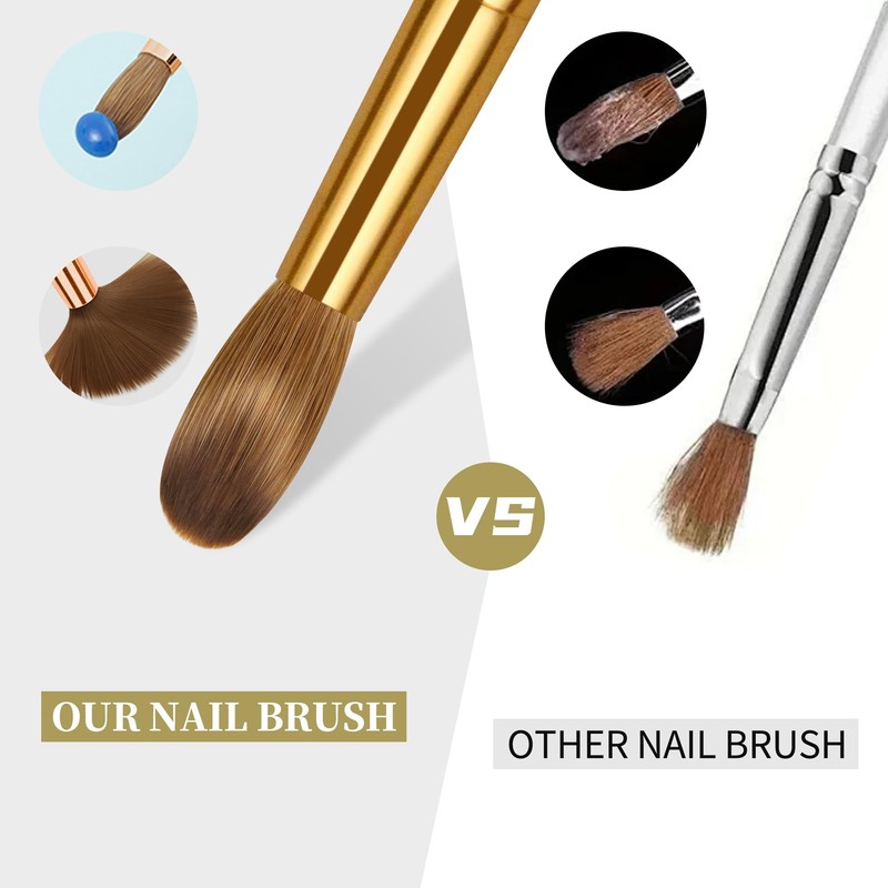 Kolinsky Acrylic Nail Brush Golded Solid Wood Handle Professional Manicure