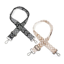 Pack of 2 Boho Adjustable Shoulder Straps for Bags Width 3.8 cm, Bag Strap 80-141 cm, Shoulder Strap with Carabiner for Shoulder Bags, Bags, Handbags (2 Colours)