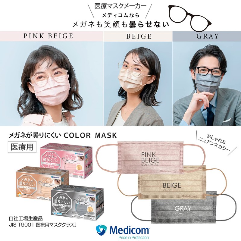 Medicom Japan Non-Woven Mask, Anti-Fog Mask, Individually Wrapped, 40 Pieces,