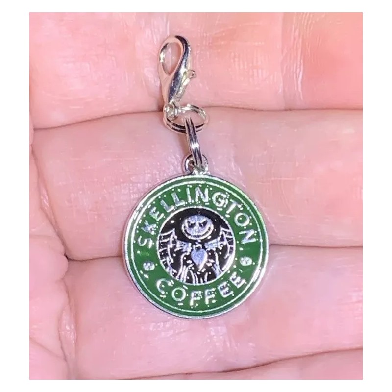 Silver Jack Skellington Coffee Nightmare Charm Zipper Pull & Keychain