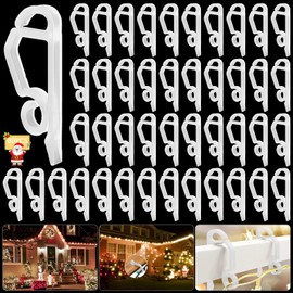 Christmas Decoration Pack of 80 Christmas Light Clips Christmas Light Clip Christmas Decoration Hooks for Christmas Outdoor Decorative Lights, Plastic Holder Hooks for Shingle Lights Chains Rain