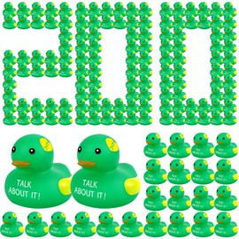 Deekin Mental Health Rubber Ducks Bulk Mental Health Awareness Green Ribbon Rubber Ducks Gifts for Friend Family Coworkers Charity Fundraiser Giveaways(200 Pcs)