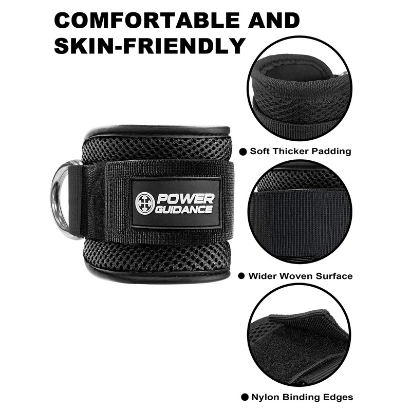 POWER GUIDANCE Ankle Strap for Cable Machine, Adjustable Ankle Straps