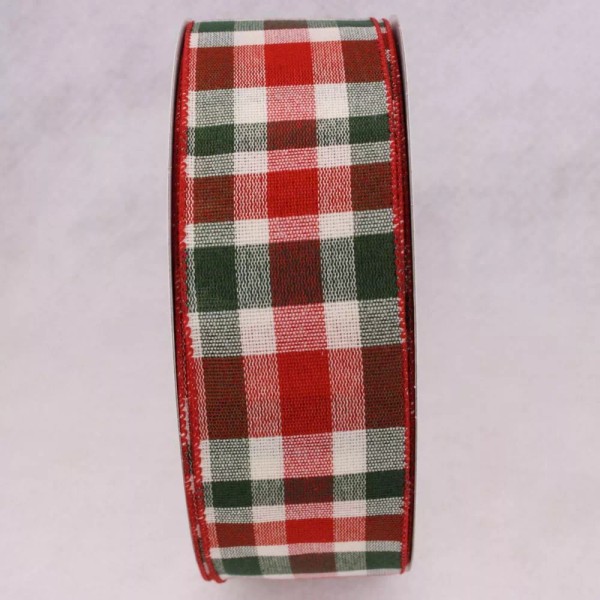 Check Gingham Plaid Christmas Ribbon 2 1/2" Wired 50 Yard