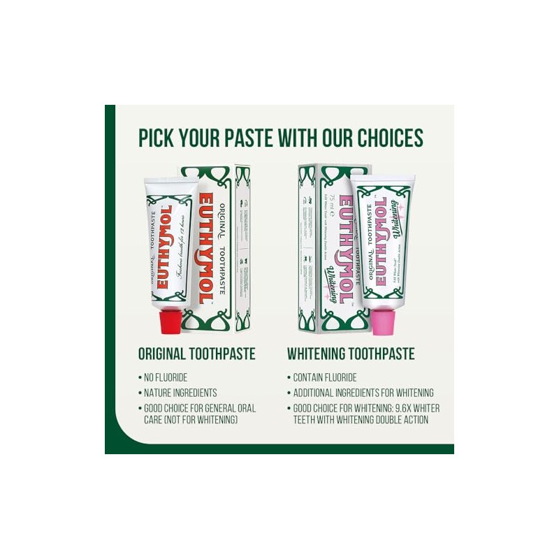 Euthymol Original Toothpaste 75 ml x 6, Antiplaque, Antibacterial, Caries