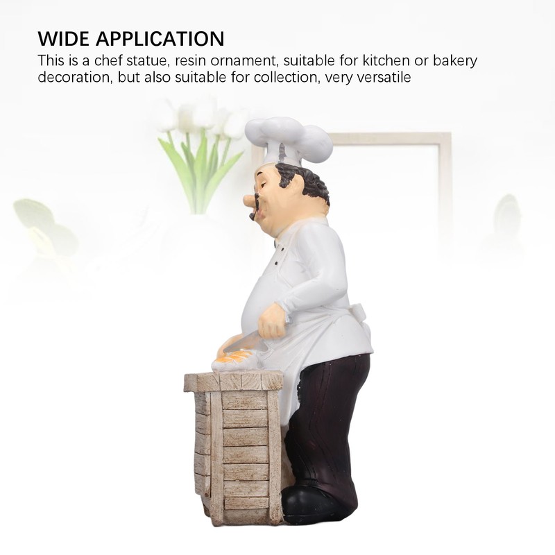 Resin Chef Statue Restaurant Dining Table Decor Figurine Ornament Kitchen