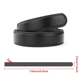 EKdirect Pack of 2 Men's Replacement Belt Without Buckle Leather Automatic Belt, Black-black