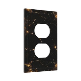 JDAKHD Luxury Marble Black and Gold Decorative Outlet Covers 1 Gang Duplex Decorative Wall Plate Unique Foil Gold Printed Light Switch Plate Covers Electrical Faceplate Bathroom Bedroom Decor