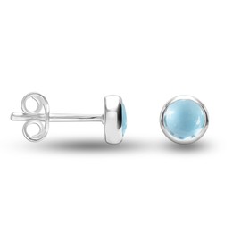 LeCalla 925 Sterling Silver Jewelry Stud Earrings for Teens and Women (4 MM Blue Topaz Round)
