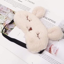 Honbay Plush Rabbit Sleeping Eye Mask Cute Cartoon Animal Eye Mask for Children (Beige)