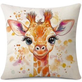 JOTOM Giraffe Cushion Cover 45x45 cm Throw Pillow Cover 18x18 Inch Decorations Gifts Pillow Case Home Decor for Living Room Bedroom Couch Sofa (Giraffe)
