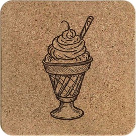 'Ice Cream Sundae' Square Cork Trivet/Pot Stand (TR00027315)