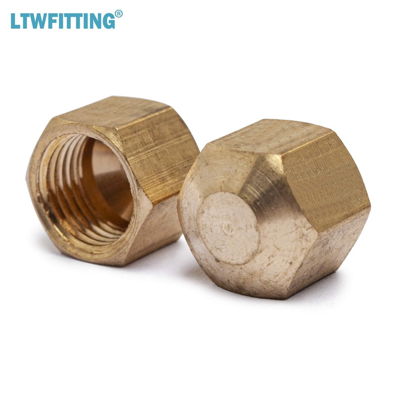 LTWFITTING 1/4-Inch Brass Compression Cap Stop Valve Cap,Brass Compression Fitting(Pack