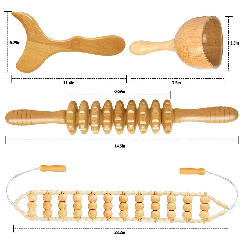 AICNLY 4 Pcs Wood Therapy Massage Tools for Body Shaping,