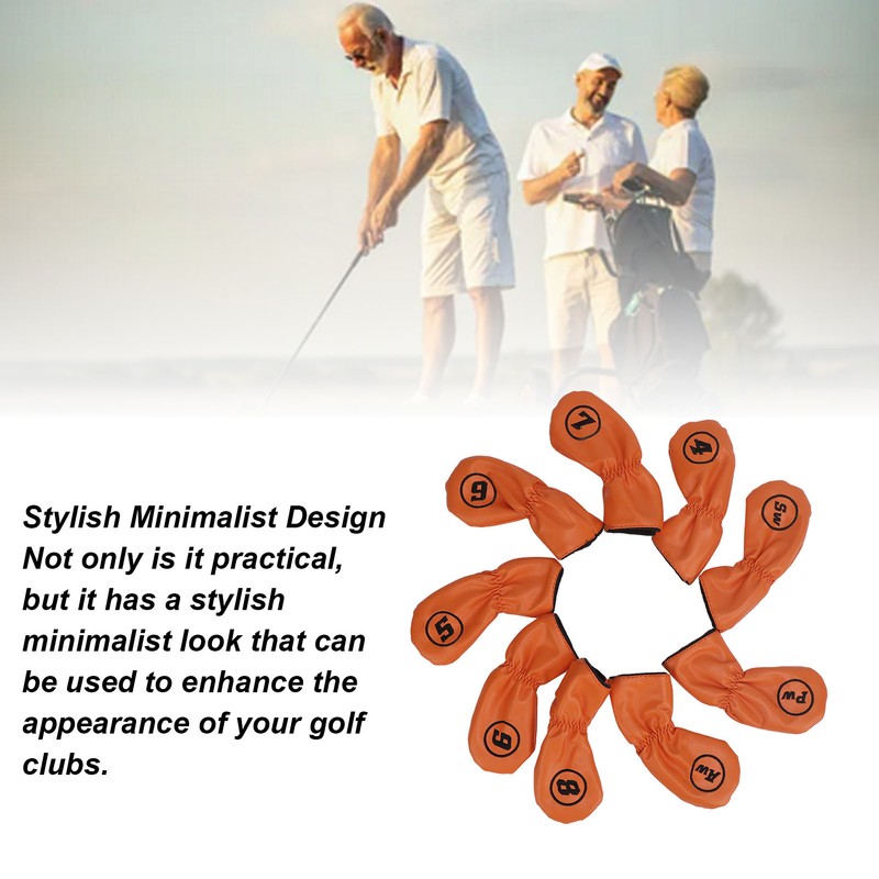 9pcs Golf Club Cover PU Leather Stylish Portable Golf Head