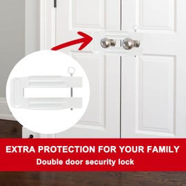French Door Lock Childproof | Adjustable Double Door Reinforcement Lock for French Doors Home Security | Add High Security to Prevent Home Unauthorized Entry | Unibody Aluminum Construction, White
