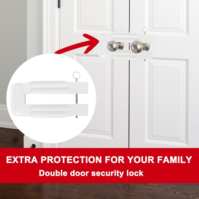 French Door Lock Childproof | Adjustable Double Door Reinforcement Lock