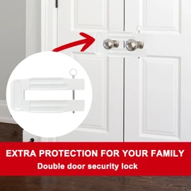French Door Lock Childproof | Adjustable Double Door Reinforcement Lock for French Doors Home Security | Add High Security to Prevent Home Unauthorized Entry | Unibody Aluminum Construction, White