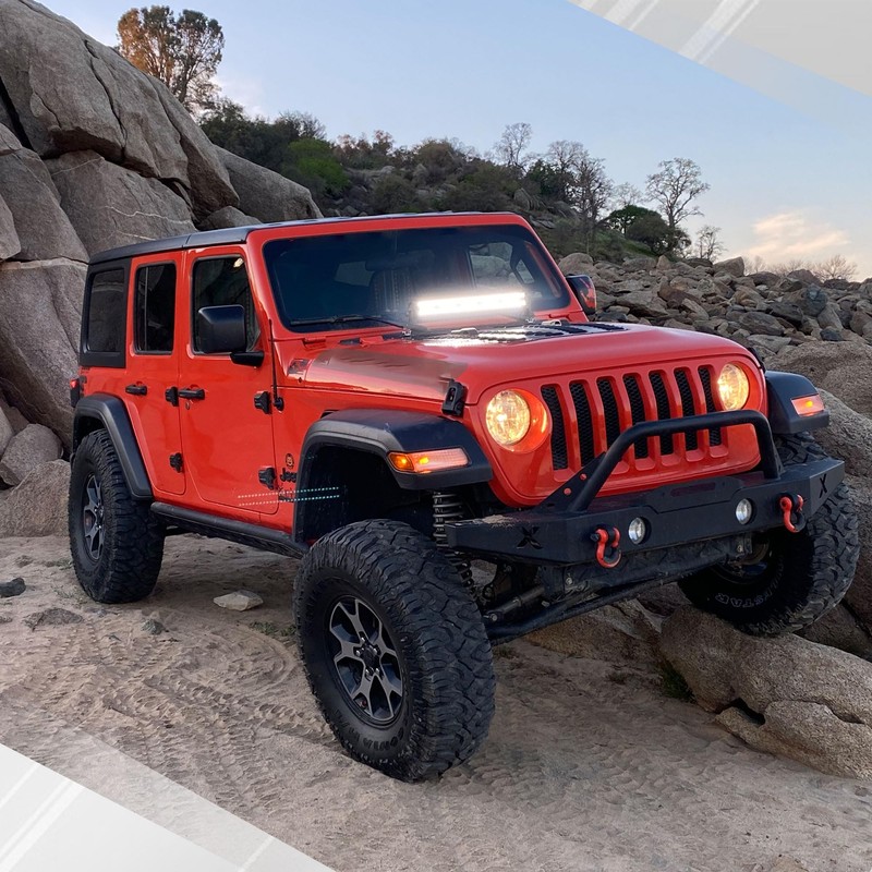 SLARY 23 Inch 144W LED Light Bar White/Amber Flasing Strobe