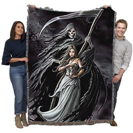 Summon The Reaper - Anne Stokes Gothic Collection - Blanket Throw Woven from Cotton - Made in The USA (72x54)