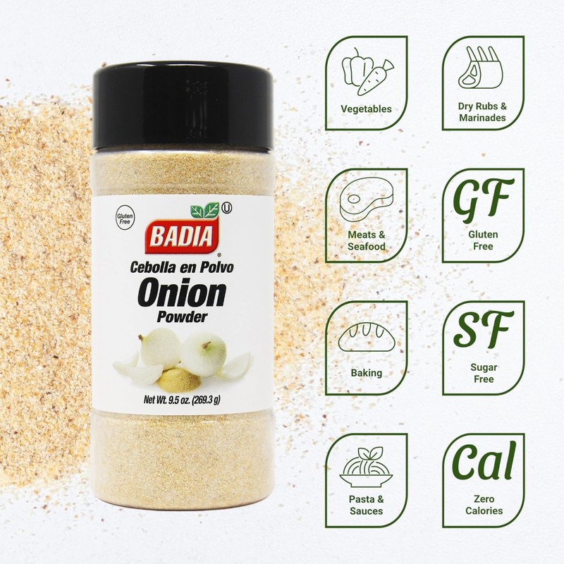 Badia Onion Powder, 9.5 oz – Pure Ground Onion Seasoning,
