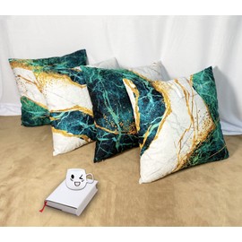 LDJRSY Decorative Pillow Covers Turquoise and Gold Marble Throw Pillow Covers 18x18 Set of 4 Emerald Green Pillow Cases for Home Living Room Car Couch Green Decor Pillowcase