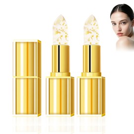 Iiglitch Transferproof Color Changing Lipstick, Gold Foil Moisturizing Glossy Shine Lip Gloss, Warm Change Color Change Lip Stick, Color Changing Lipstick Gold Foil for Women Deep Nourishment (2Pcs)