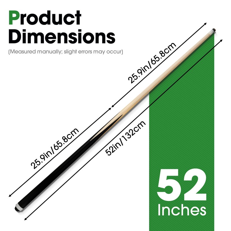 JAGTOP Pool Cue Sticks 52" Set of 2 Billiard Cue