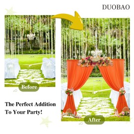 DUOBAO Orange Chiffon Backdrop Curtain 96 Inches Long Curtains for Wedding Voile Sheer Curtains 2 Panels 29x96-Inch Photography Backdrops Drapes Party Stage Photo Background