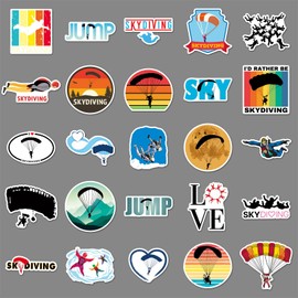 Pack of 50 Skydiving Sticker Set Waterproof Vinyl Stickers for Laptop Children Cars Motorcycle Bicycle Skateboard Luggage Suitcase Computer Sticker Graffiti Decal