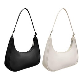 HDGSAFD Pack of 2 Small Handbags, Retro Shoulder Bags, Girls Handbags, Women's Clutch Handbags, Party Handbags, Women's Handbags (Black, White), black, white