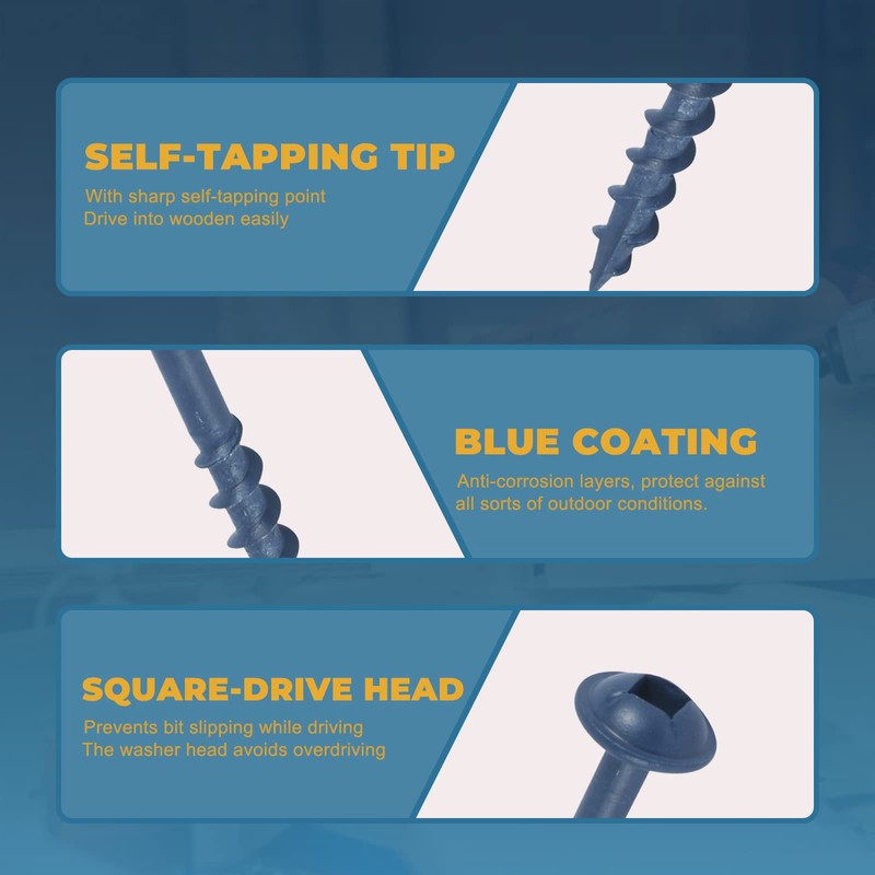 Pocket Hole Screws 1-1/2", TOPMALLEX 620 PCS Blue Coated Exterior
