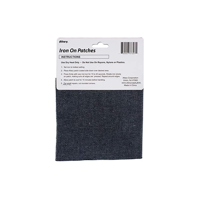 ALLARY CORPORATION Blue Denim, 21"X5" Allary Iron On Patching Fabric
