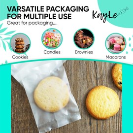 KayLe Cookie Bags – 100 Pack Heat Seal Treat Bags – 4.3 x 5.9 in | Matte & Clear | Food-Safe Bakery Packaging for Cookies, Candy & Snacks (Matte (frosted), 4.3in x5.9in)