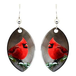 d'ears Cardinal Earrings Non-Tarnish Sterling Silver French Hook Ear Wire, made in the USA