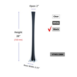 WGV Eiffel Tower Vase, Open 2", Height 28", (Multiple Sizes Choices) Black Glass Floral Container with Sturdy Base, Flower Centerpiece for Wedding Event Home Decor, Arts Crafts, 1 Piece