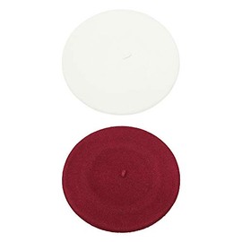 ICSTH Boina francesa - Gorro de lana de color liso para mujer, Azul-cielo, Talla única