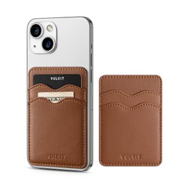 VULKIT Phone Card Holder Slim Leather Adhesive Pocket RFID Blocking Credit Card Sleeves Sticker for Back of Smartphone(Brown)