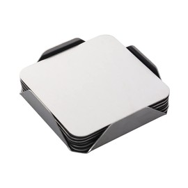 ABOOFAN 6 Pcs Tropical Lamp Shade Stainless Steel Blue and White Plates Cup Coasters for Table Metal Pad Table Mat Coasters Cup Mat Sushi Square Pads Dining Table Placemat