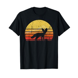 Vintage Retro Fennec Fox Silhouette Sunset Distressed Funny T-Shirt