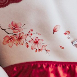 3 pcs Fake Tattoos Peach Blossom Clavicle Temporary Tattoo Waterproof Cherry Blossom Antique Colour Tattoo Stickers