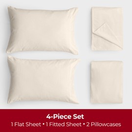 Mellanni Flannel Bed Sheet Set - 4 Piece Luxury 100% Heavyweight 180GSM Cotton - Cozy, Soft & Breathable - Deep Pockets with All-Around Elastic - Warm & Comfortable (Full, Ivory)