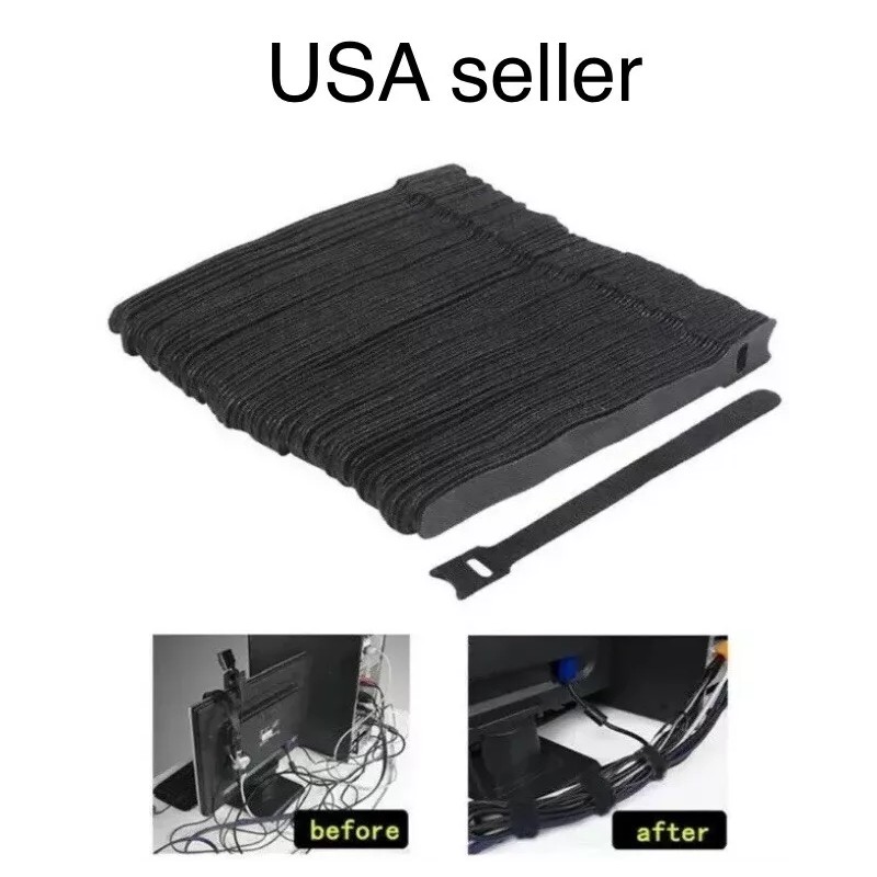 Unbranded 10 TWIN-PACK VELCR Brand Ties Cable Organizer Wraps Reusable