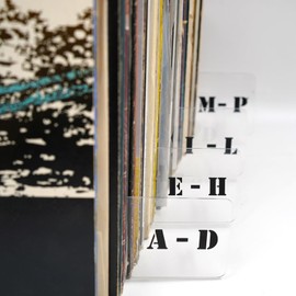 Vinyl Record Dividers Double-Side Plastic LP Separators A-Z Alphabet Category Tab for Album Crate, Bookshelf Organizer (Horizontal)