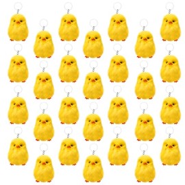 Llavero pequeño de pollo, 28 unidades, de Pascua, pollos esponjosos, mini llavero realista de felpa para regalos de fiesta de Pascua