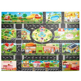 JTMM PVC Carpet Playmat City Life, Rug Game Area Rug Carpet & Educational Learning Gift For Bedrooms And Playroom Size:39.3X51.1in/100x130CM